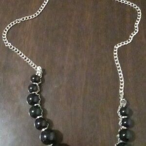 Black & Silver Beaded Necklace Set